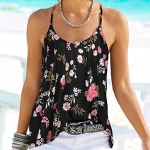 VENUS Back Detail Printed Floral Tank Cami XL